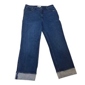 Women's Size 33/16L Abercrombie & Fitch Curve Love 90's Relaxed Dark Jean Cuffed